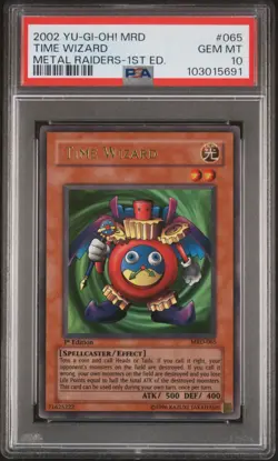 PSA 10 English Yu-Gi-Oh! 2002 Time Wizard MRD-065 Ultra Rare 1st Ed. Yugioh - Image 1