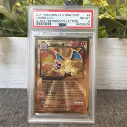 Pokemon Gold Metal Celebrations Charizard 4/102 PSA 8 Ultra Premium - Image 1