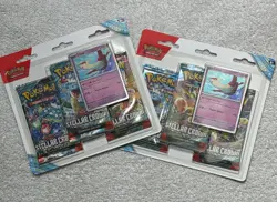 🔥 Pokemon TCG Stellar Crown 3 Pack Blister Latias (2 packs) New and Sealed - Image 1