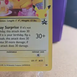 ______'s Birthday Pikachu 24 Celebrations: Classic Collection Pokemon 25th NM - Image 4