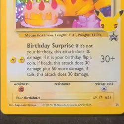 ______'s Pikachu Holo Celebrations: Classic Collection 24/53 NM Pokemon TCG - Image 2