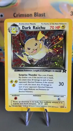 Dark Raichu Holo Card 83/82 Team Rocket Series - Image 1