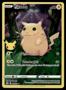 Pokemon Cards Pikachu 005/025 Celebrations Holo Rare LP *32 - Image 1