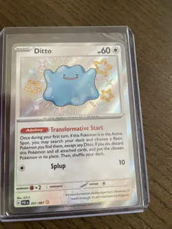 Pokemon TCG Ditto Baby Shiny Holo Rare Card 201/091 Sv: Paldean Fates NM - Image 1