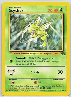 Pokemon Jungle 10/64 Scyther Card MODERATE PLAY - Image 1