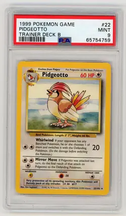 Pokemon Card Pidgeotto 22/102 Misty's Trainer Deck B Graded PSA 9 MINT - Image 1