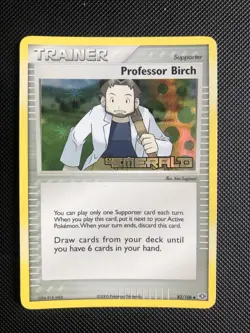 Professor Birch 82/106 - Holo Stamp - Ex Emerald Pokemon Card - LP - Image 1
