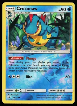 Croconaw 19/73 Reverse Holo Common Shining Legends Pokemon Card - Image 1