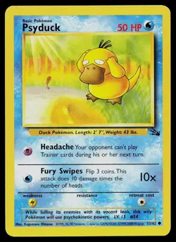 Pokemon Card Fossil Psyduck 53/62 Common 1999-2000 Theme Deck Exclusive - Image 1