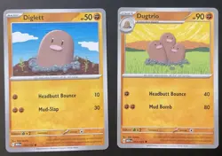 Pokemon TCG 151 Diglett 050/165 & Dugtrio 051/165 2-Card Lot English - Image 1