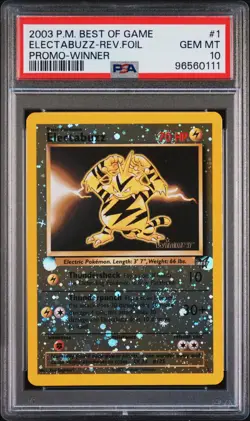 2003 POKEMON BEST OF GAME PROMO WINNER #1 ELECTABUZZ-REVERSE FOIL PSA 10 - Image 1