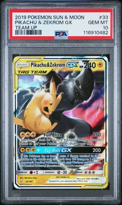 2019 Pokemon Sun & Moon Pikachu GX Team UP #33/181 PSA 10 Gem Mint - Image 1
