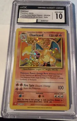 CGC 10 Gem Mint Charizard Trading Card Game Classic Holo 003/034 - Image 1
