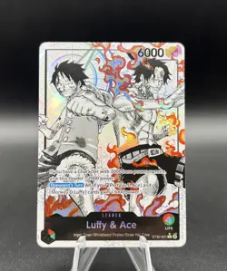 Bandai One Piece Card Game Luffy & Ace Leader Alt Art Holo ST30-001 - Image 1