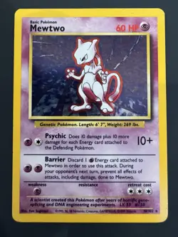Mewtwo | 10/102 | Base Set | Holo | MP | WOTC Vintage Pokemon Card - Image 1