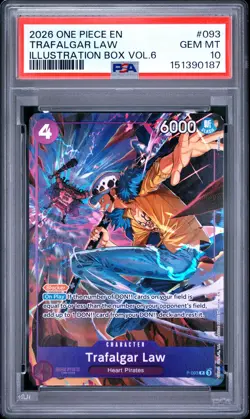 2026 ONE PIECE PROMOS ILLUSTRATION BOX VOL.6 #093 TRAFALGAR LAW PSA 10 - Image 1