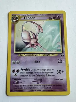 Pokemon Espeon Neo Discovery TCG 1/75 Holo Unlimited Rare Card LP Condition - Image 1