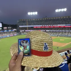 ONE PIECE X DODGERS PROMO MONKEY D LUFFY DON CARD + HAT 7/2/26 IN HAND - Image 1