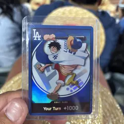 ONE PIECE X DODGERS PROMO MONKEY D LUFFY DON CARD + HAT 7/2/26 IN HAND - Image 2