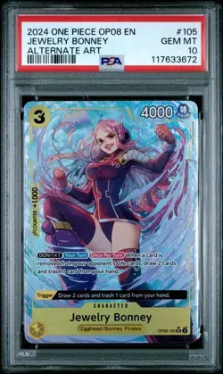 2024 ONE PIECE OP08-TWO LEGENDS #105 JEWELRY BONNEY ALTERNATE ART. PSA 10 - Image 1