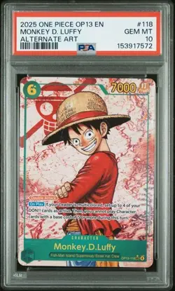 2025 One Piece Monkey.D.Luffy Alternate Art OP13-118 Carrying On His Will PSA 10 - Image 1