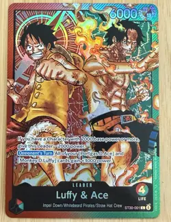 Luffy and Ace ST30-001 L Base Leader Starter Deck EX One Piece TCG NM Foil - Image 1