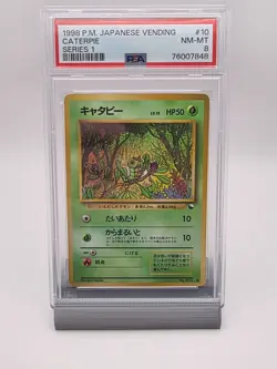Pokemon 1998 Caterpie #10 Japanese Vending Series 1 PSA 8 - Image 1