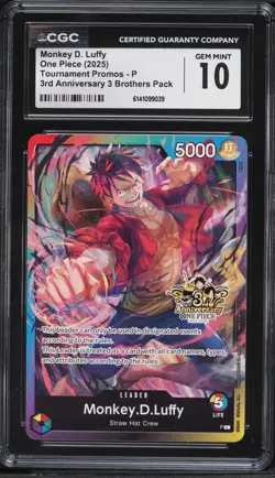 MONKEY D. LUFFY Tournament CGC 10 ENGLISH One Piece 3 brothers 3rd anniv - Image 1