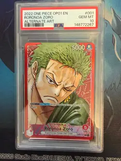 Roronoa Zoro OP01-001 Romance Dawn Leader Alt Art Foil PSA 10 One Piece - Image 1