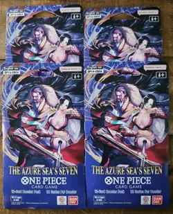 Lot of 4 One Piece OP-14 The Azure Sea's Seven Sleeved Booster Packs English - Image 1