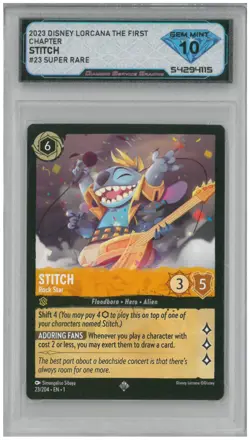 2023 Disney Lorcana STITCH ROCK STAR #23 Super Rare 💎 DSG 10 Gem Mint - Image 1