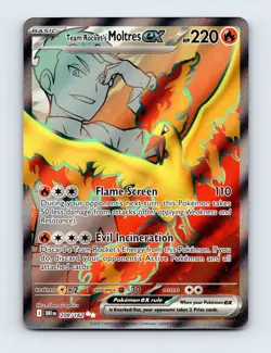 NM Team Rocket's Moltres ex 208/182 Destined Rivals Ultra Rare Pokemon Card - Image 1