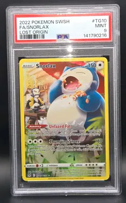 Pokemon Snorlax Trainer Gallery Holo Card TG10/TG30 Swsh11: Lost Origin PSA 9 - Image 1
