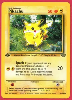 Pikachu 1st Edition Pokemon Card TCG 60/64 Jungle WOTC Common NM - Image 1