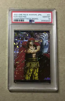 2021 One Piece Japanese Wafers Eustass Kid Counter Attack Signal Card #01 PSA 10 - Image 1