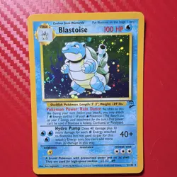 Pokemon TCG Blastoise Holo Unlimited Rare Card 2/130 Base Set 2 SWIRL LP+ - Image 1