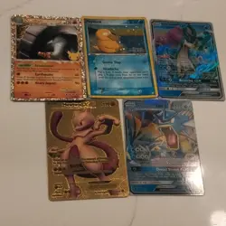 Pokemon TCG 5 Card Lot Gyarados GX Suicune GX Mewtwo Gold Holo - Image 1