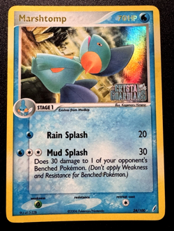 Marshtomp 24/100 EX Crystal Guardians Pokemon Card Reverse Holo Foil Rare LP - Image 1