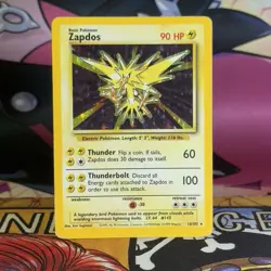 Pokemon TCG Zapdos Holo Rare Card Base Set 16/102 MP - Image 1