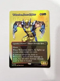 MAGIC THE GATHERING MTG MARVEL WOLVERINE FIERCE FIGHTER BORDERLESS FOIL R 0378 - Image 1