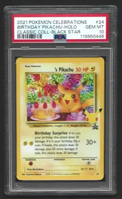 Pokemon Celebrations Birthday Pikachu 24 Classic Holo PSA 10 GEM MINT - Image 1