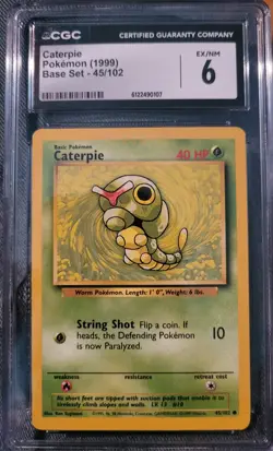 1999 Pokemon Base Set Caterpie #45/102 CGC 6 EX/NM Vintage Graded Slab Card - Image 1