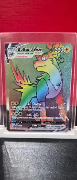 Pokemon TCG Boltund VMAX 267/264 Rainbow Secret Rare Holo Fusion Strike Card - Image 1