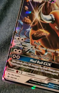 Pokemon Tauros GX 100/149 Ultra Rare Sun & Moon Base Set Vintage Holo Card NM - Image 4