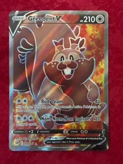 Pokemon TCG Greedent V Full Art 256/264, Fusion Strike (NM) - Image 1