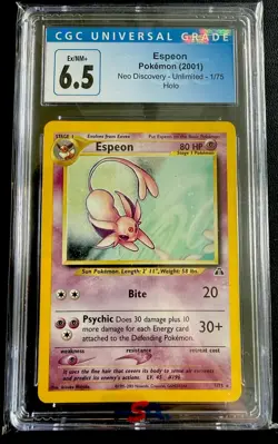 Nintendo Pokemon TCG Espeon Neo Discovery Holo Rare 1/75 CGC 6.5 🌀 - Image 1