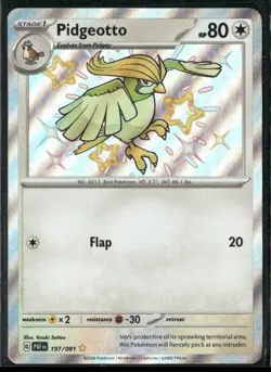 Pidgeotto 197/091 Shiny Rare Paldean Fates Pokemon Holo Near Mint - Image 1