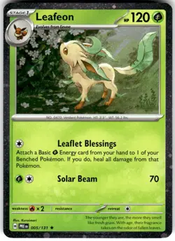 Leafeon 005/131 Cosmo Holo Rare Prismatic Evolutions Pokemon Holo Near Mint - Image 1