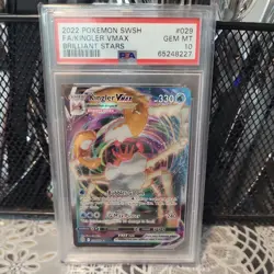 2022 Pokemon SWSH Brilliant Stars #029 FA/Kingler VMAX PSA 10 - Image 1