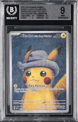 2023-24 BLACK STAR PROMO POKEMON X VAN GOGH #85 PIKACHU WITH GREY FELT HAT BGS 9 - Image 1